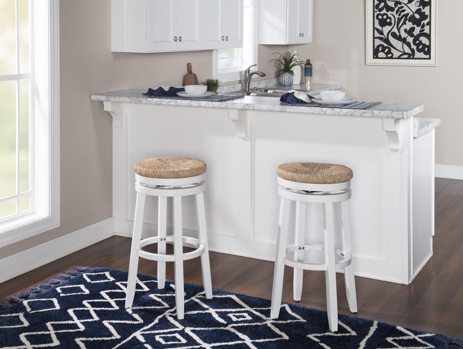 Tabouret de bar Larkin, blanc