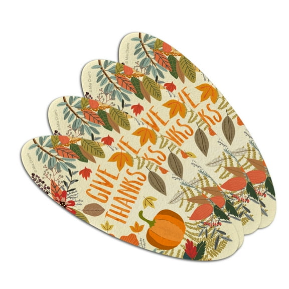 Give Thanks Thanksgiving Pumpkins Double-Sided Oval Nail File Emery Board Set 4 Pack