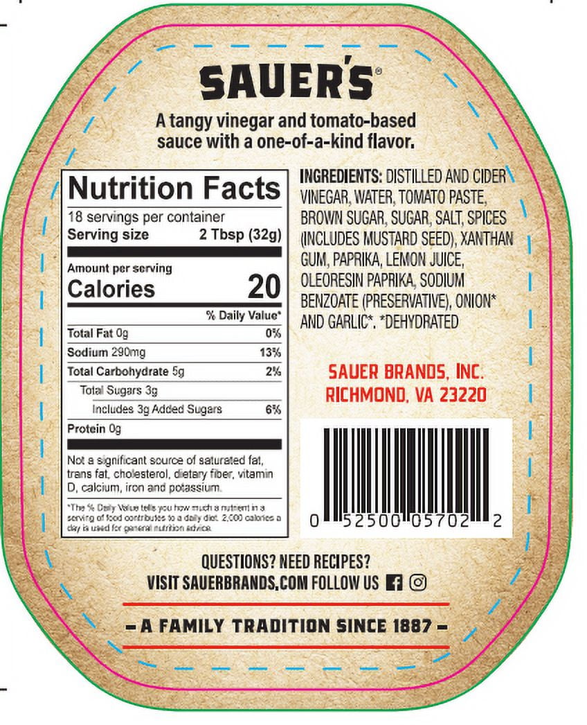 Sauer's Original Barbecue Sauce, 18 oz. squeeze Bottle