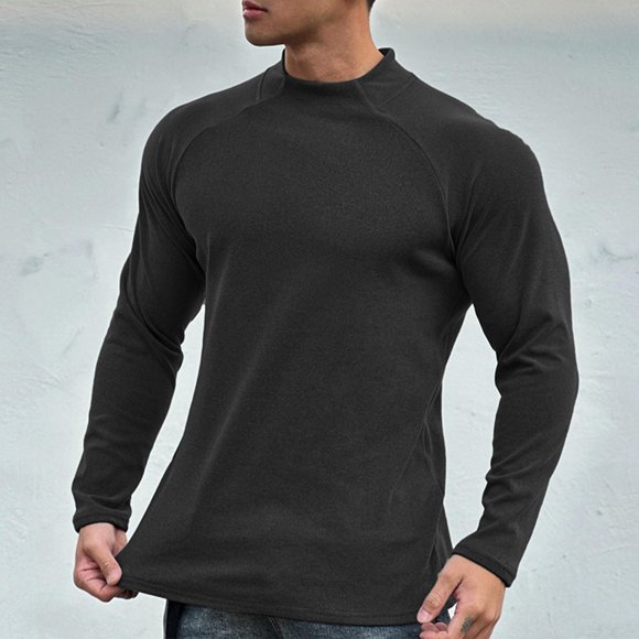 pstuiky Camisas para hombre de manga larga, Blusas casuales de manga larga con cuello redondo y color liso para hombre camisetas de hombre xl