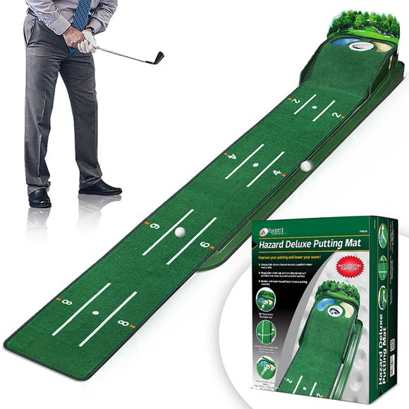 Alfombra de golf Ascent extra larga de 2,9 m con agua y búnker