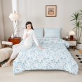 thumbnail image 4 of Homewish Floral Bow Knot Butterflies 3 Pieces Queen Comforter Set for Kids Children Teens,Spring Garden Ultra Soft Bedding Sets,Chic Flowers Bedding Comforter Set Breathable,Lightweight Room Decor, 4 of 8