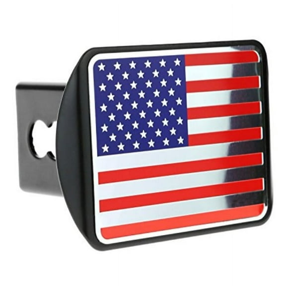 eVerHITCH USA American Color Stainless Steel Embossed Metal Flag on Metal Trailer Hitch Cover Fits 2" Receivers