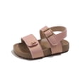 thumbnail image 5 of Duqingm Toddler Sandals Girl Kids Girls Boys Sandals with Cork Footbed Adjustable Strap Toddler Casual Slides Sandals Open Toes Flat Pink,11, 5 of 7