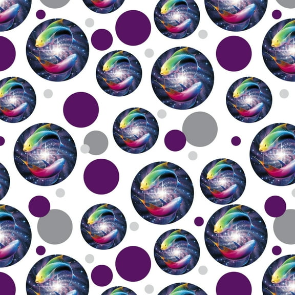 Pisces Zodiac Symbol Fish in Space Yin Yang Premium Gift Wrap Wrapping Paper Roll