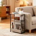 thumbnail image 3 of LEDREM 3-Tier Side Table with Charging Station,Narrow End Table for Small Spaces,with Magazine Rack,Heather Greige and Ink Black, 3 of 6