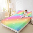 thumbnail image 3 of Manfei Ink Rainbow King Sheets, Galaxy Stars Print Bedding, Pink Orange, 4 Pieces, 1 Flat Sheet, 1 Fitted Sheet and 2 Pillowcases, 3 of 6