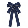 thumbnail image 2 of Lilixerw Woven Ribbon Christmas Bow, Navy Blue Multi Loop Bow With Metallic Edge Trim, 5.11x7.08 Inch, for Tree Wreath Door Stair Mantel Decoration, 2 of 6