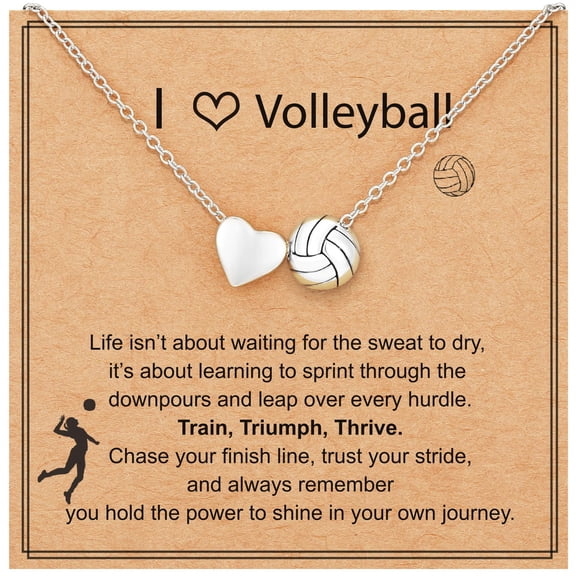 APSVO 18K White Gold Plated Volleyball Love Heart Necklaces for Women Mom Stuff Accessory Birthday Graduation Mothers Day Jewelry Gifts Teen Her Adults Coach Player Team Game Day Sports Athlete