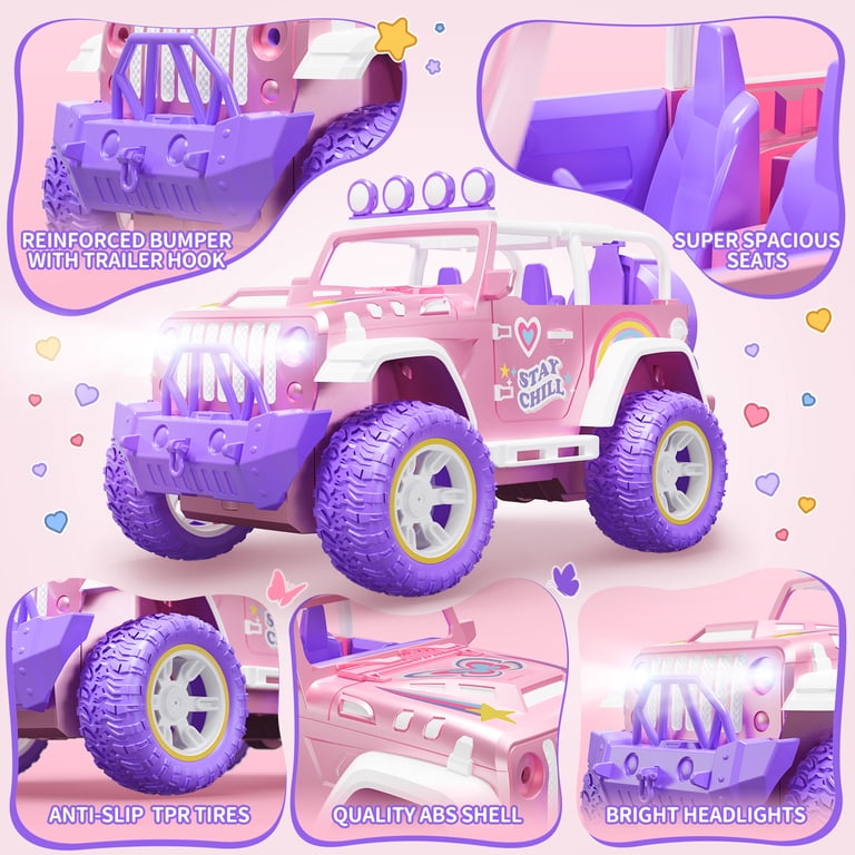 Deerc Pink RC Car with Fog Mist & LED Lights, 1:16 photo 6
