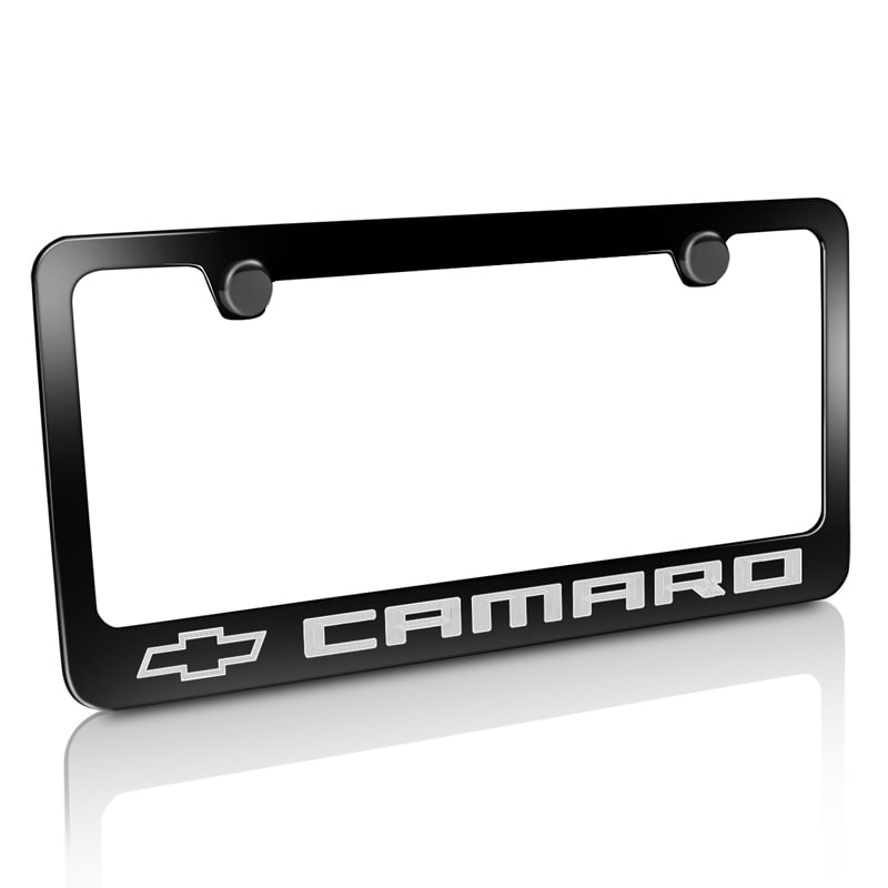 Chevrolet Camaro Engraved Black Finish Solid Metal License Plate Frame