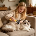 thumbnail image 2 of FEOLGEHLY Pet Dematting Comb for Dogs and Cats - Stainless Steel Undercoat Rake Deshedding Brush with Rounded Tips, Gentle Grooming Tool for Long and Short Hair, Orange (Orange), 2 of 7