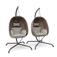 thumbnail image 5 of Gotland 2 Piece Textilene Hanging Swing Chair, Foldable Egg Chair with Stand, Heavy Duty Sturdy Frame & UV Resistant Soft Cushion, Indoor Outdoor Patio Balcony Bedroom Leisure Chair, Cream D2, 5 of 8