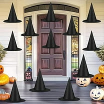 12PCS Halloween Decorations, Black Hanging Witch Hat Decor, Outdoor Floating Witch Costume Accessories Porch Ceiling Yard