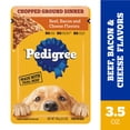 thumbnail image 4 of Pedigree Chopped Ground Dinner Beef, Bacon & Cheese Flavors Adult Soft Wet Dog Food, (16) 3.5 Oz Pouches, 4 of 19