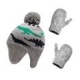 thumbnail image 1 of Sonducket Sombrero Guantes Kit Diseño de orejeras Manoplas de punto para niños con patrones de dinosaurios Animal Accesorios de invierno Regalo de Año Sombreros verde azulado gris M 2-3ans Sonducket AP009413-23B, 1 of 6
