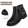 thumbnail image 2 of Rexoro Girls Bow Ankle Boots Cute Round Toe Side Zipper Kids Booties Dress Party Shoes,Black Glitter,1 Big Kid, 2 of 5