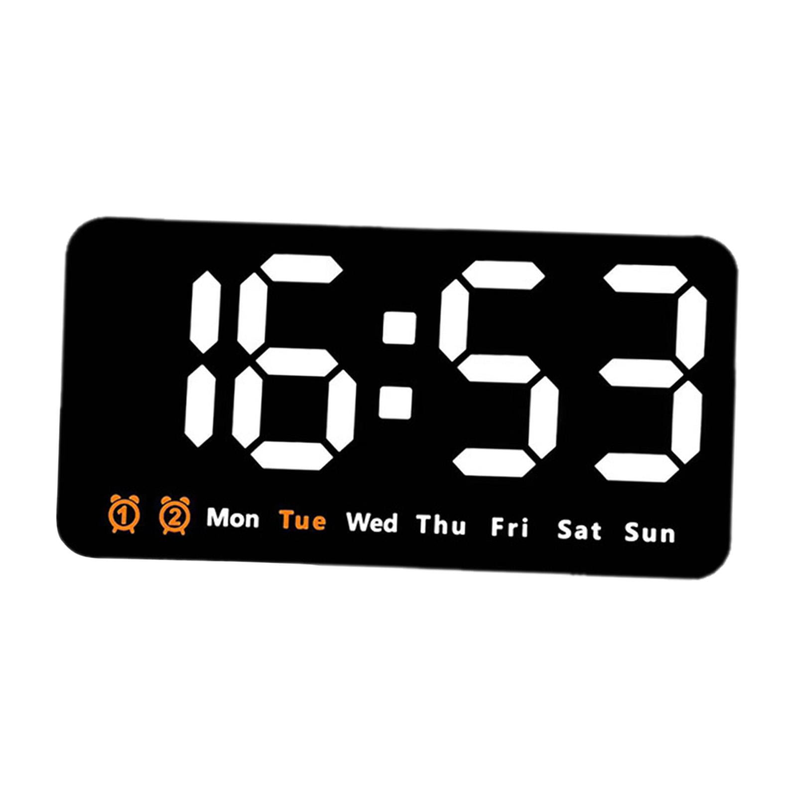 WLPZXP Digital Clock Desk Calendar Temperature Large Display LED Alarm Clock Wall Clock White