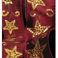 thumbnail image 2 of The Ribbon People Bordeaux Red and Gold Sequined Stars Wired Craft Ribbon 2.5" x 20 Yards, 2 of 2