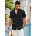 thumbnail image 4 of Coshow Men's Short Sleeve Shirt Casual Button Down Cuban Guayabera Summer Refreshing Beach Shirt, 4 of 5