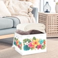 thumbnail image 5 of Foldable Fabric Storage Bin With Handle Collapsible Basket Box Storage With Lid Organizer Tropical Flowers, 5 of 7