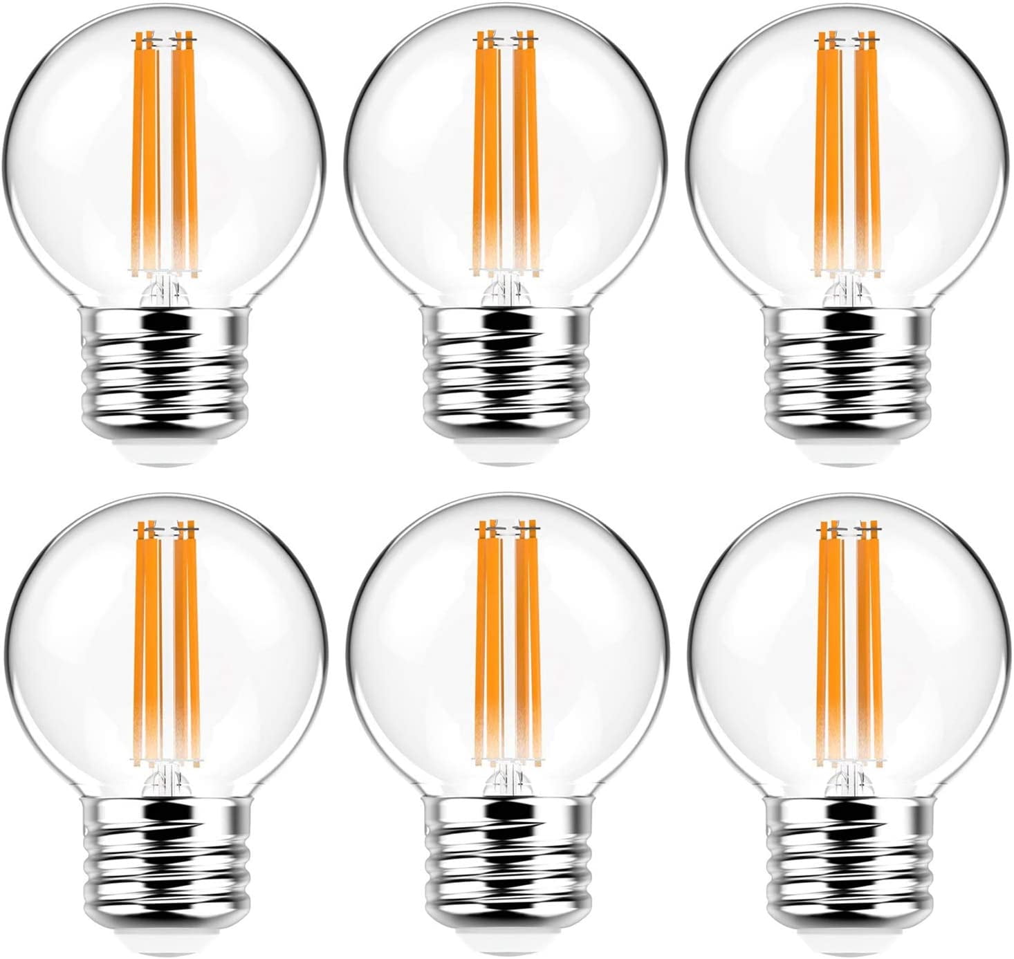 Bombillas LED regulables G16.5, bombillas LED Edison E26 de 6 W, blanco  cálido 2700 K, 600 lm, 6 W igual a 60 vatios, bombilla de globo G50 para