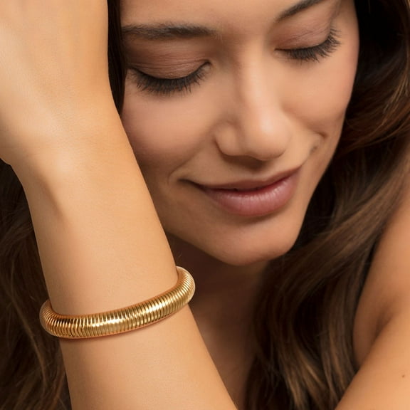 Elastic Circle Bangle Bracelet for Women, Non Tarnish Hypoallergenic Jewelry Gift for Valentine's Day Birthday Christmas, Stainless Steel