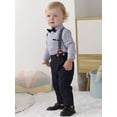 thumbnail image 3 of Toddler Boys Outfits Suits Baby Formal Party Clothes Striped Shirt Suspender Pants Tie 12 Months-5T, 3 of 11