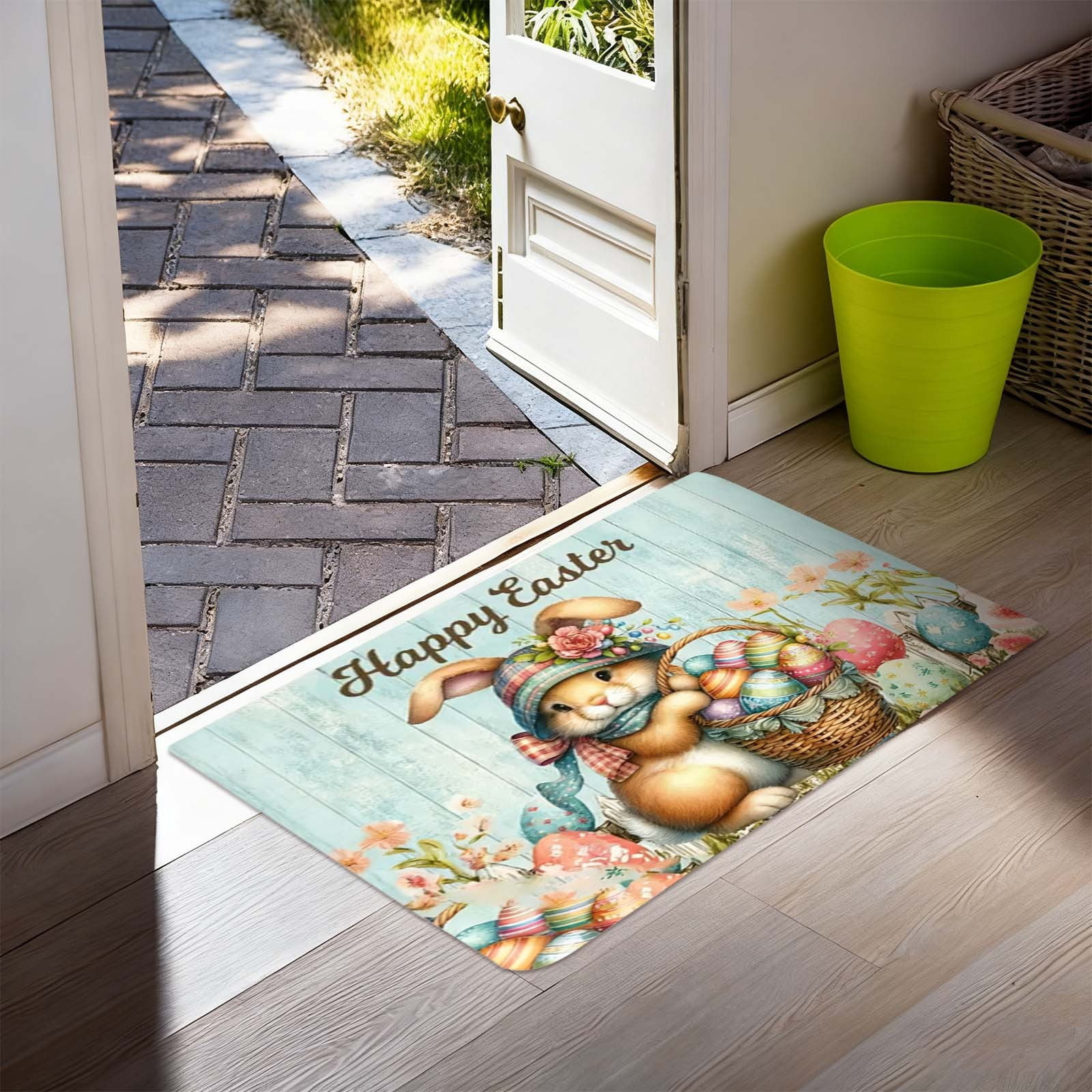 31" x 47" Happy Easter Kitchen Mats Easter Rug Easter Bath Rug Easter Bunny Kitchen Rug Easter Doormat Easter Decor Easter Bathroom Rug Kitchen Mats for Floor Easter Bath Mat