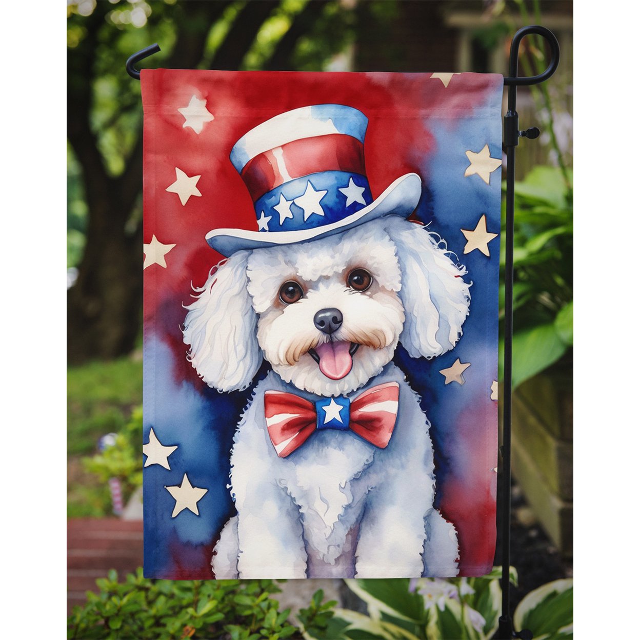 Bichon Frise Patriotic Garden Flag 11.25 in x 15.5 in