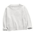 thumbnail image 2 of Teylalorva Sweater for Girls Crew Neck Solid Versatile Knit Casual Pullover Top White Size 5T, 2 of 8