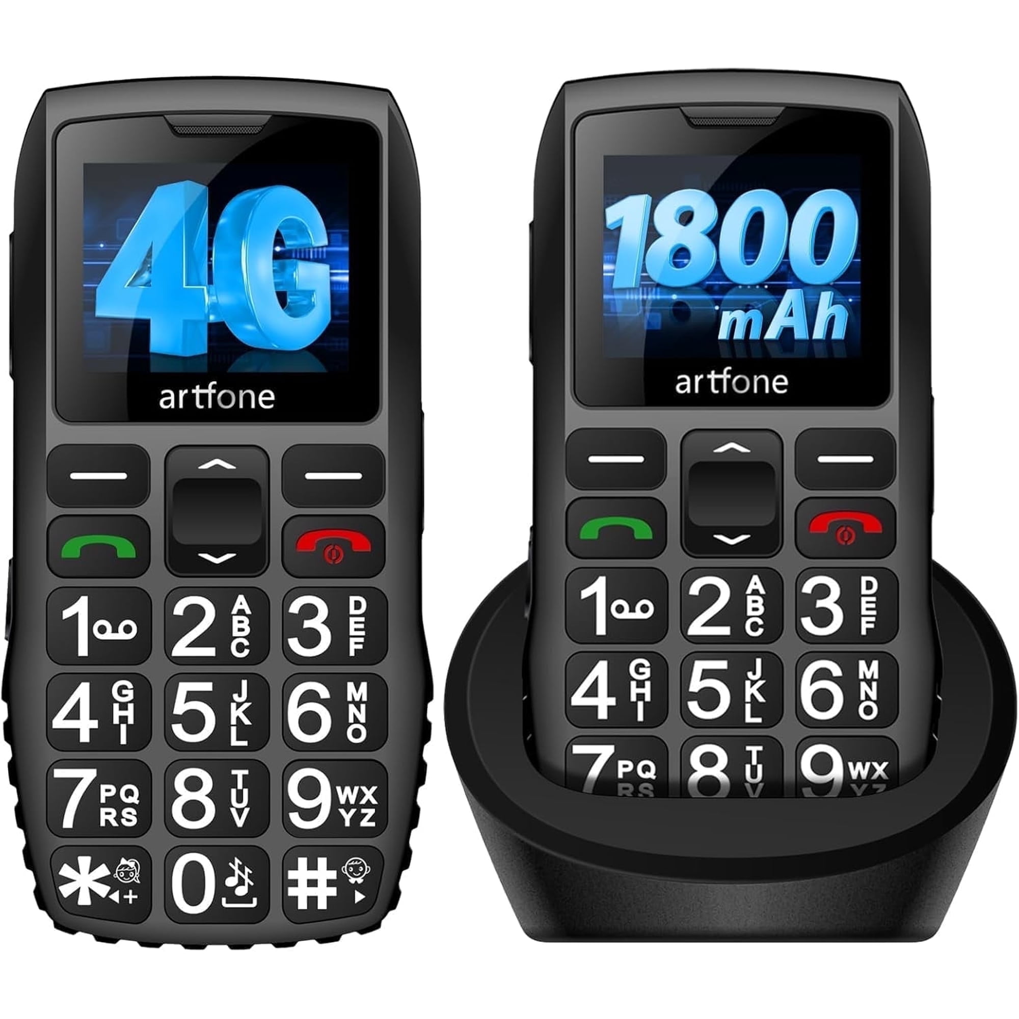 4G Volte Big Button Cell Phone Unlocked for Seniors Big Buttons Phone C1+4G for Elderly & Kids, Clear Sound, SOS Button, Convenient USB-C & Charging Dock, Talking Numbers