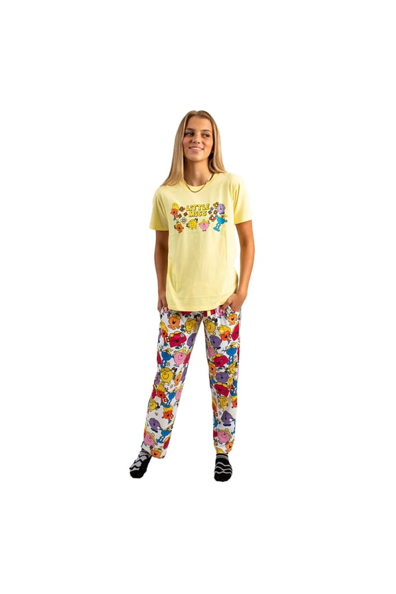 Little Miss Adult Juniors Sleepwear Set with Short Sleeve Tee and Sleep Pants- Small