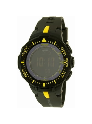 Casio Men's Solar Powered Triple Sensor Black and Yellow Pro Trek Watch  PRG330-9A 