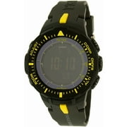 Angle View: Men's Pro Trek Solar Powered Triple-Sensor Watch with Black/Yellow Strap