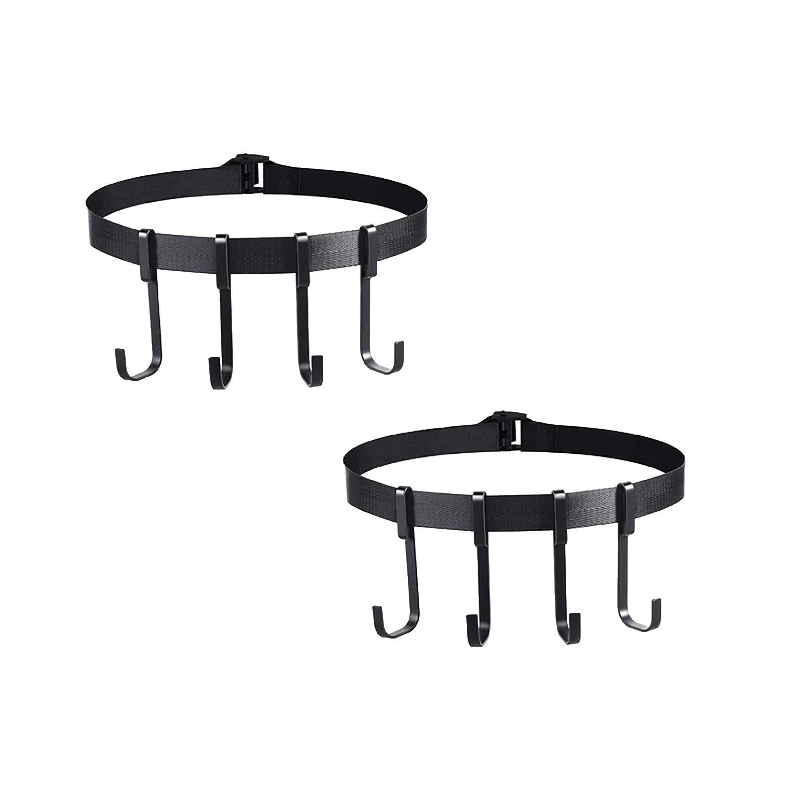 Treestands Strap Gear Hangers with 4 Metal Hooks Hunting Tree Stand Bow & Gear Hanger for Saddle Hunting Bows Arrows Backpacks and Other Hunting Equipment Hunting Accessories Black-2 Pack