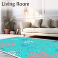 thumbnail image 2 of ODIKA 2'x3' Machine Washable Non-Slip Area Rug, Oceanic ABC Journey Featuring Marine Life and Seashell Motifs High Traffic Rug, Turquoise, 688919, 2 of 7