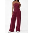 thumbnail image 6 of PRETTYGARDEN Womens Trendy Strapless Rompers Ruched Tube Top Wide Leg One Piece Jumpsuits Beach Vacation Summer Outfits, 6 of 7
