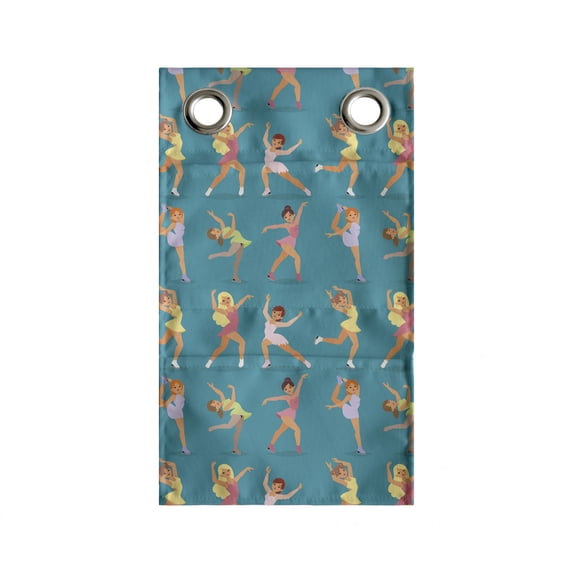 Ice Skates Hanging Pocket Organizer, Women Poses Performing Doing Exercises and Tricks, Printed Polyester Storage Bag with Pockets, 9" x 27", Multicolor