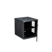 4-Post 12U Wall Mount Network Cabinet with 1U Shelf, 19 Hinged Wall-Mounted Server Rack for Data / AV / Electronics / Computer Equipment, Flexible Vented Rack Enclosure