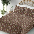thumbnail image 3 of Ambesonne Abstract Fitted & Flat Sheet with Shams 4 Pcs Set, Modern Jumble Dots Print, King, Pink Pale Yellow and Brown, 3 of 5