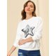 thumbnail image 3 of Sudadera de manga larga Allegra K con lentejuelas brillantes para mujer blanco S, 3 of 6