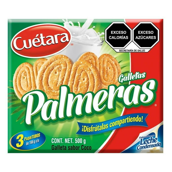 Galletas Cuétara Palmeras sabor coco 3 paquetubos de 166 g c/u