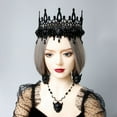 thumbnail image 3 of Black Headband Halloween Party Props Death Demon Witch Head Crown with Beaded Tassel Headdress Hair Accessories Headwear (black), 3 of 5