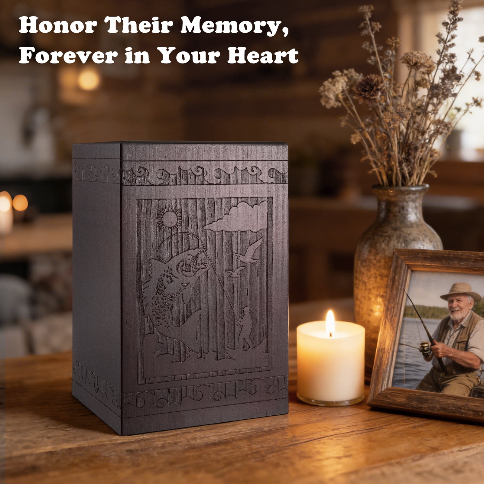 XIUDA Cremation Urns for Human Ashes Adult Male Female, Wooden Tree of Life Medium Keepsake Urns for Ashes, Burial Funeral Memorial Decorative Urns for Men Women Pets Dog Urn- Up to 200 lbs
