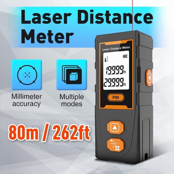 BOAYAL Laser Distance Meter 262ft with 1/16in Accuracy Distance/Volume/Area/Pythagorean Mode Digital Laser Measuring Tool Measurement Device