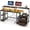 brown, variant on Computer Gaming Desk with File Drawers, 63'' Home Office Desk with Power Outlets & LED Light, Printer Space, Monitor Stand, and Storage Shelves, Ideal for Work Game Study