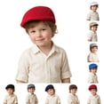 thumbnail image 2 of Ticikt Kids Wool Flat Newsboy Cap - Retro Tweed Pageboy Cap Cabbie Hat for Boys Girls Toddler,Color:Coffee, 2 of 2