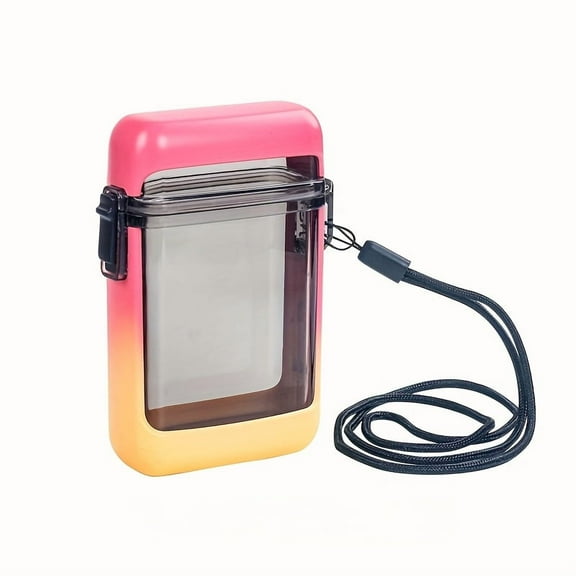 Extra Thick Waterproof Clear ABS Cigarette Case - 20-Count Sealed Smoke Storage Box with Lanyard, Outdoor Moistureproof Holder for Men, Portable Compact Design , Cigarette Holder Case,Pink