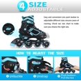 thumbnail image 2 of SubSun Kids Boys Inline Skates Adjustable Blades Skate Light up Wheels Teal Size L, 2 of 6